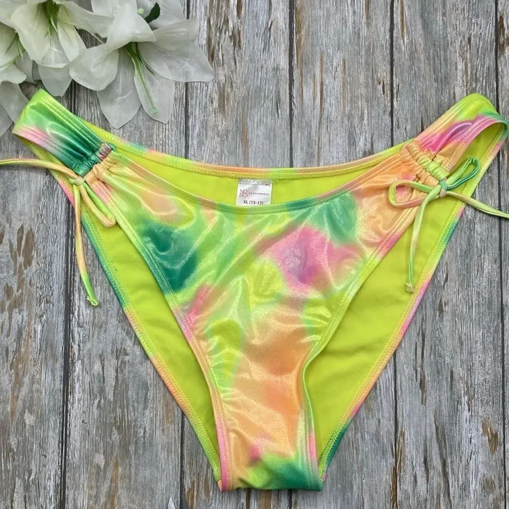 Rainbow Tie Dye Bikini Swim Bottoms, Size XL